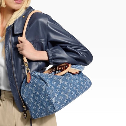 Louis Vuitton Speedy Soft 30 Blue Denim product photograph 4 - VaultedVIP