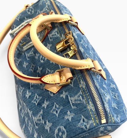 Louis Vuitton Speedy Soft 30 Blue Denim product photograph 5 - VaultedVIP