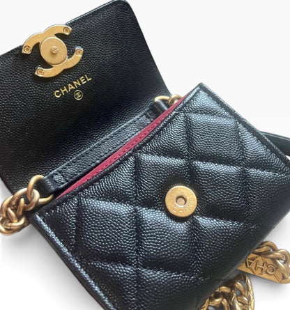 CHANEL Miss Coco Black Caviar Card Holder On Chain product photograph 8 - VaultedVIP