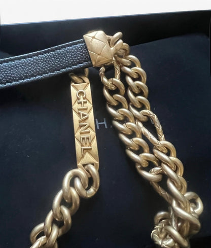 CHANEL Miss Coco Black Caviar Card Holder On Chain product photograph 4 - VaultedVIP