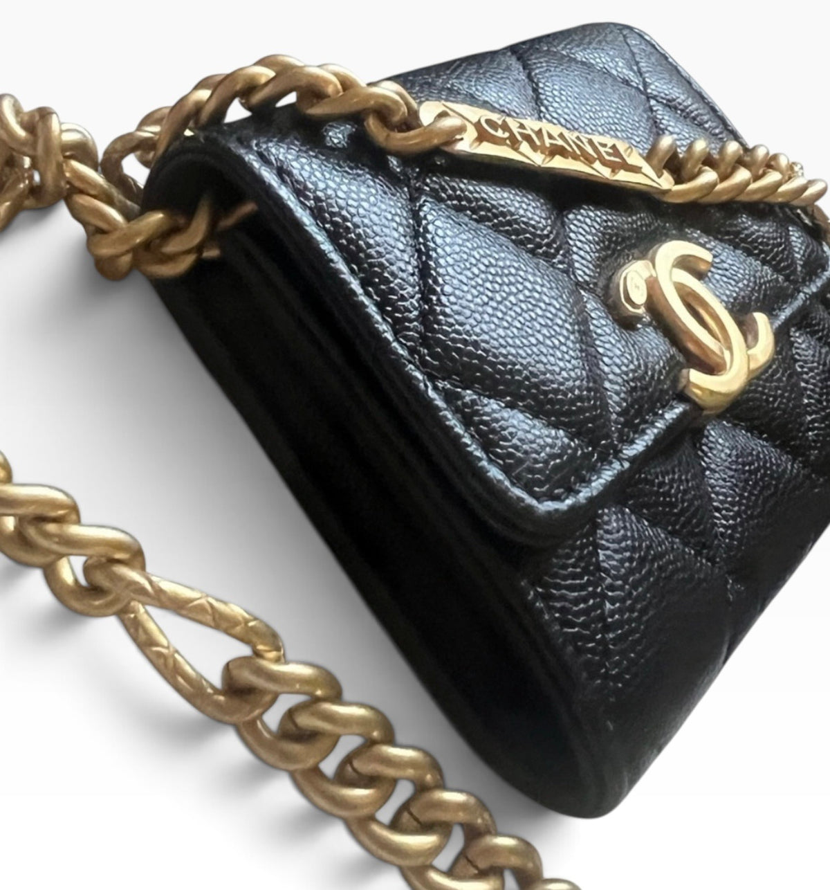 CHANEL Miss Coco Black Caviar Card Holder On Chain product photograph 6 - VaultedVIP