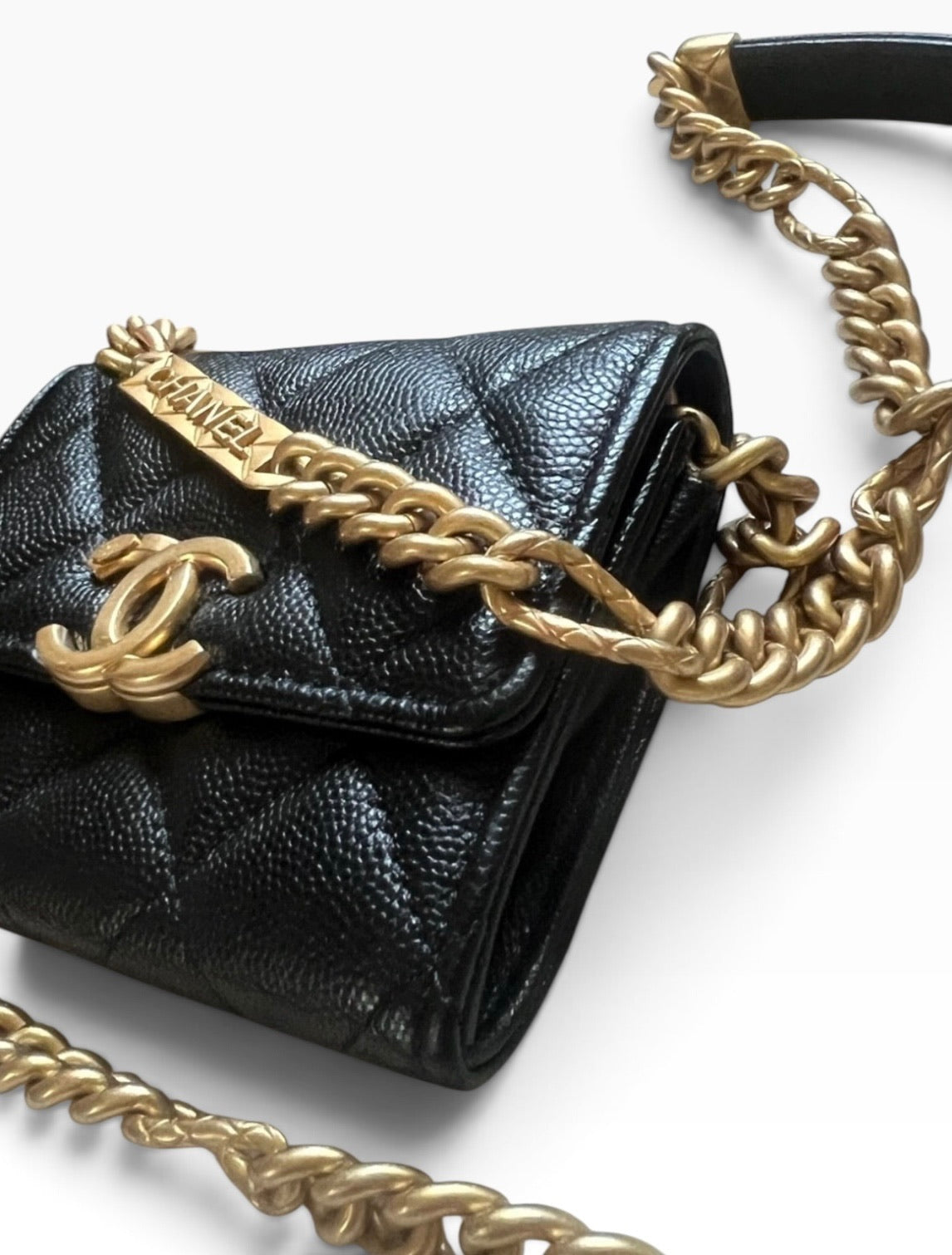 CHANEL Miss Coco Black Caviar Card Holder On Chain product photograph 5 - VaultedVIP