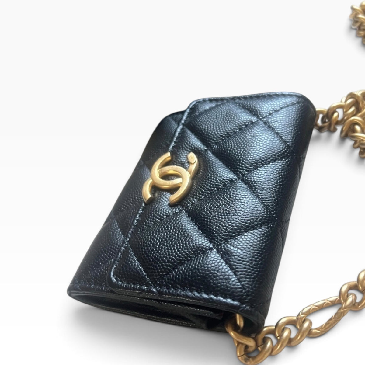 CHANEL Miss Coco Black Caviar Card Holder On Chain product photograph 7 - VaultedVIP