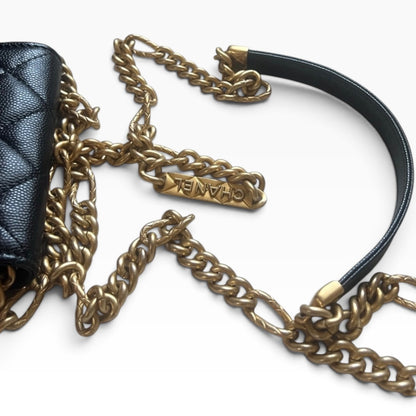 CHANEL Miss Coco Black Caviar Card Holder On Chain product photograph 3 - VaultedVIP
