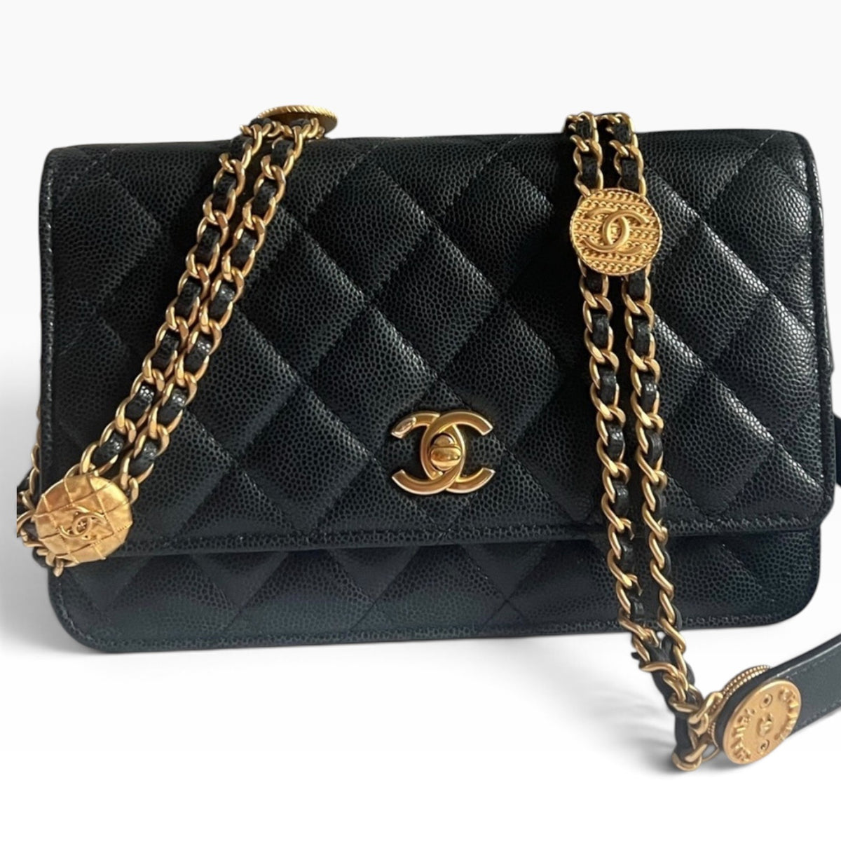 CHANEL Twist Your Buttons Black Caviar Chain Bag product photograph 1 - VaultedVIP