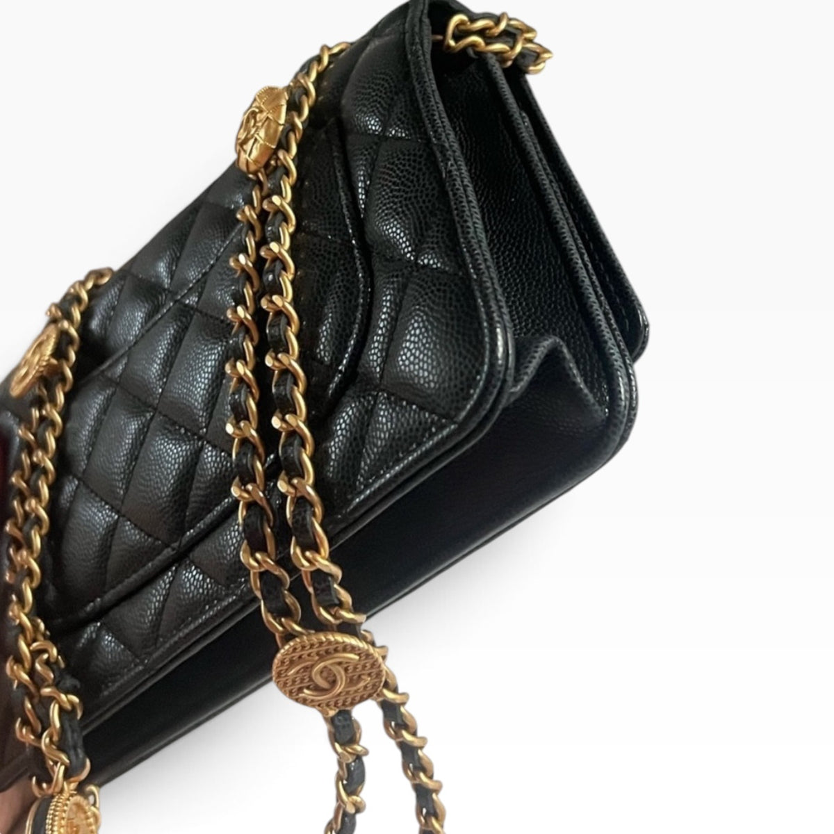CHANEL Twist Your Buttons Black Caviar Chain Bag product photograph 6 - VaultedVIP