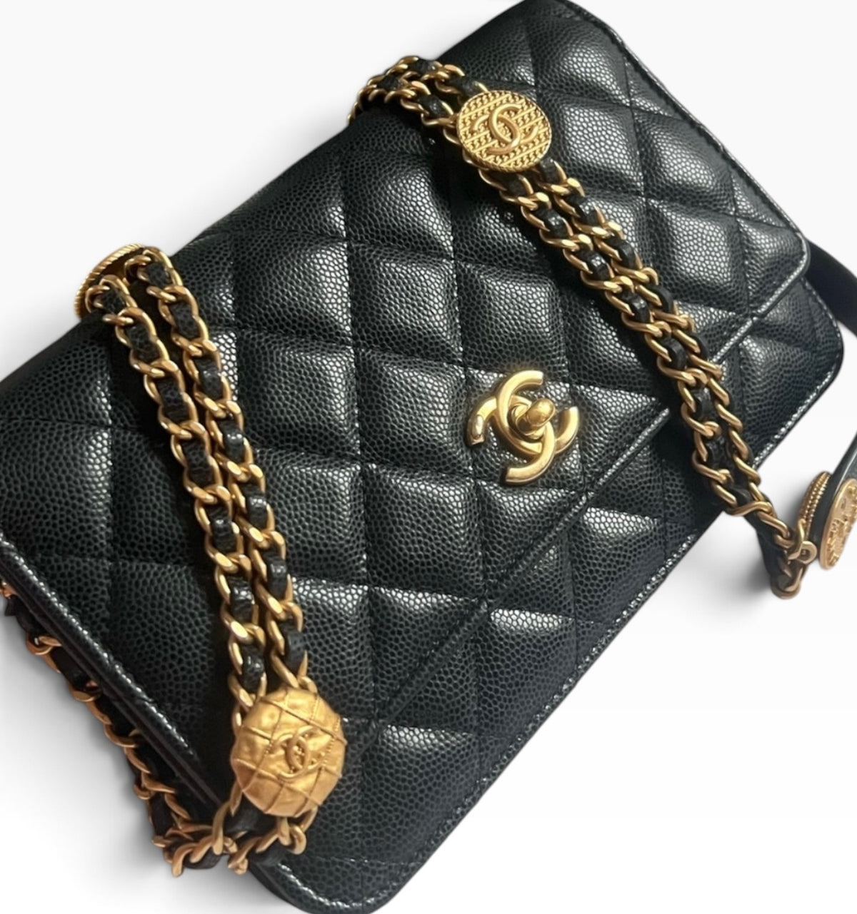 CHANEL Twist Your Buttons Black Caviar Chain Bag product photograph 2 - VaultedVIP