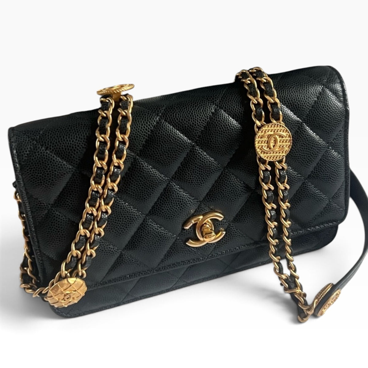 CHANEL Twist Your Buttons Black Caviar Chain Bag product photograph 8 - VaultedVIP