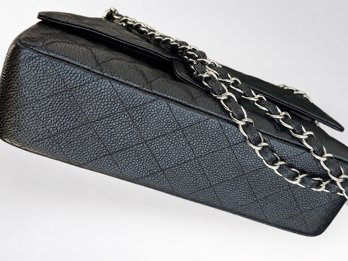 CHANEL Classic Double Flap Black Caviar Silver product photograph 6 - VaultedVIP