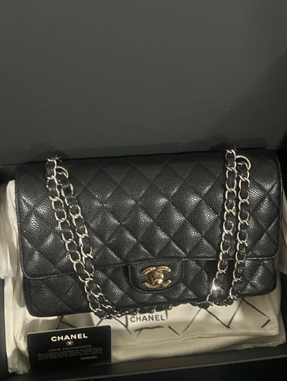 CHANEL Classic Double Flap Black Caviar Silver product photograph 3 - VaultedVIP