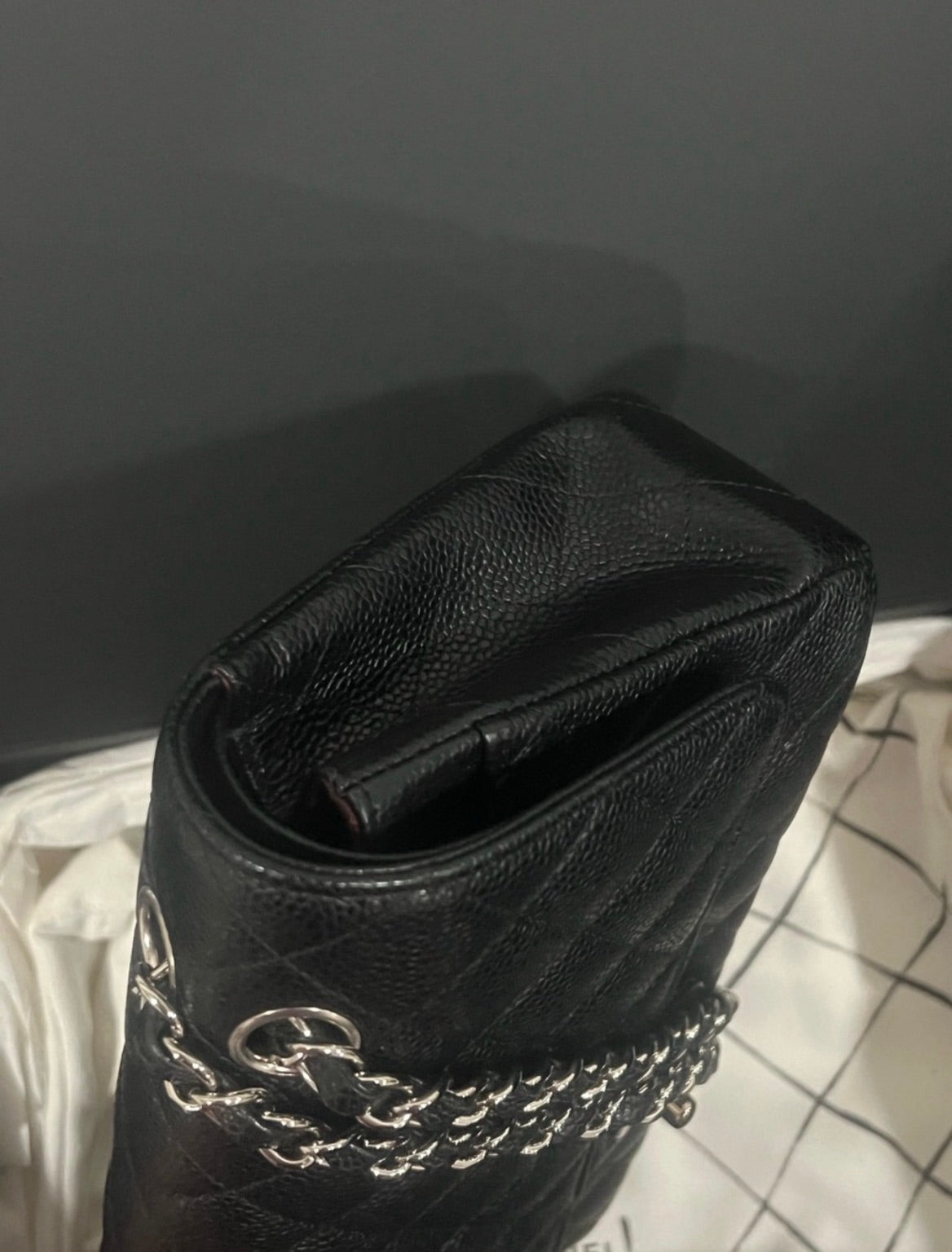 CHANEL Classic Double Flap Black Caviar Silver product photograph 5 - VaultedVIP