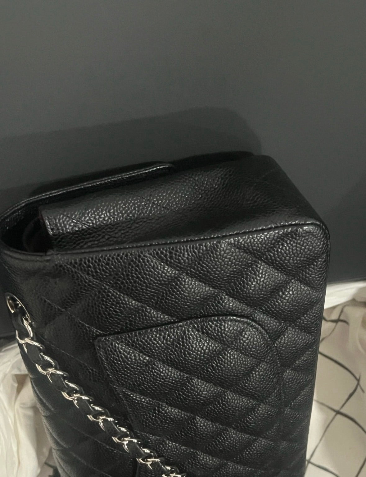 CHANEL Classic Double Flap Black Caviar Silver product photograph 4 - VaultedVIP