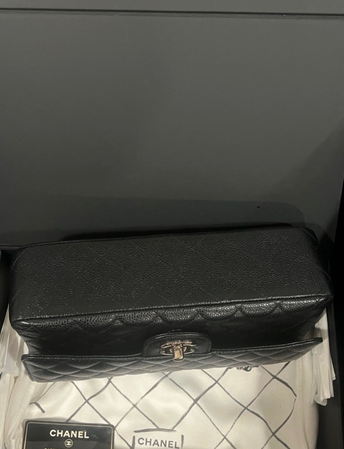 CHANEL Classic Double Flap Black Caviar Silver product photograph 13 - VaultedVIP