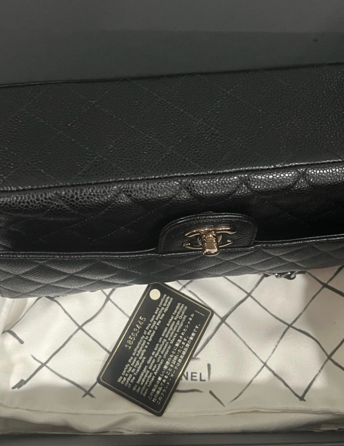 CHANEL Classic Double Flap Black Caviar Silver product photograph 7 - VaultedVIP