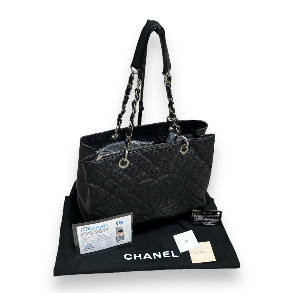 CHANEL Grand Shopping Tote GST Black Caviar Silver product photograph 1 - VaultedVIP