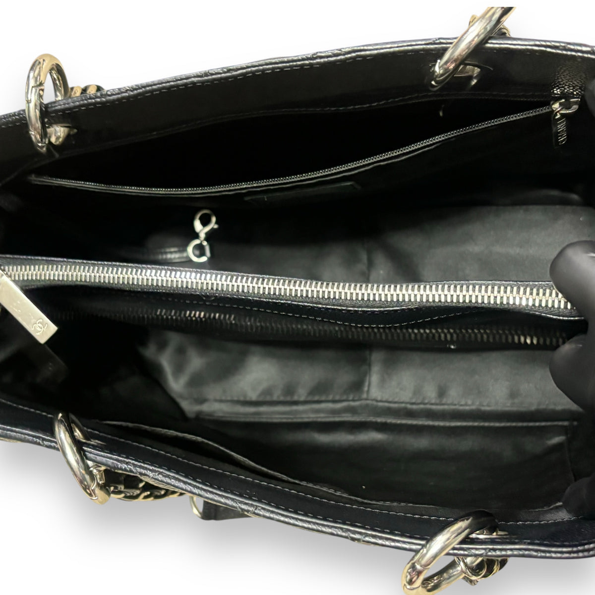 CHANEL Grand Shopping Tote GST Black Caviar Silver product photograph 12 - VaultedVIP