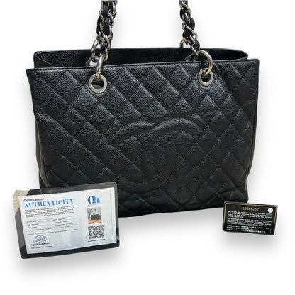 CHANEL Grand Shopping Tote GST Black Caviar Silver product photograph 2 - VaultedVIP