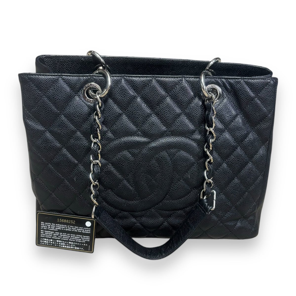 CHANEL Grand Shopping Tote GST Black Caviar Silver product photograph 3 - VaultedVIP