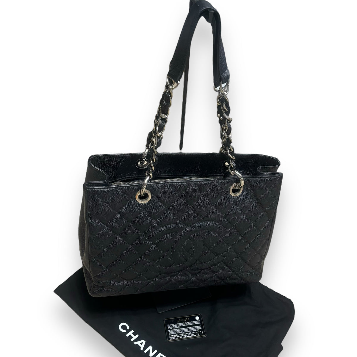 CHANEL Grand Shopping Tote GST Black Caviar Silver product photograph 4 - VaultedVIP