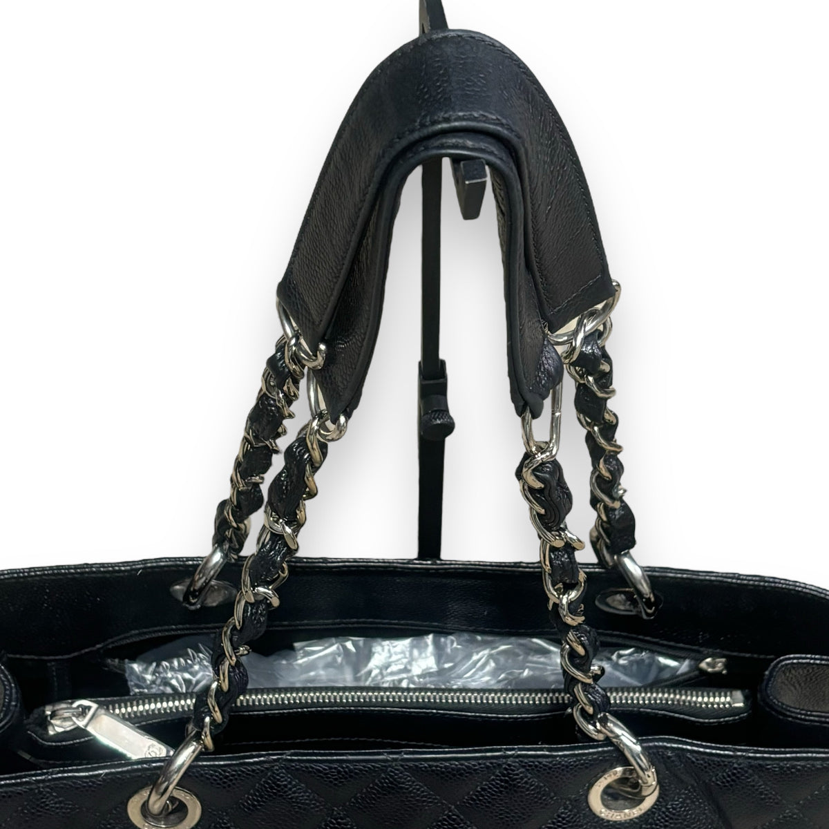 CHANEL Grand Shopping Tote GST Black Caviar Silver product photograph 11 - VaultedVIP