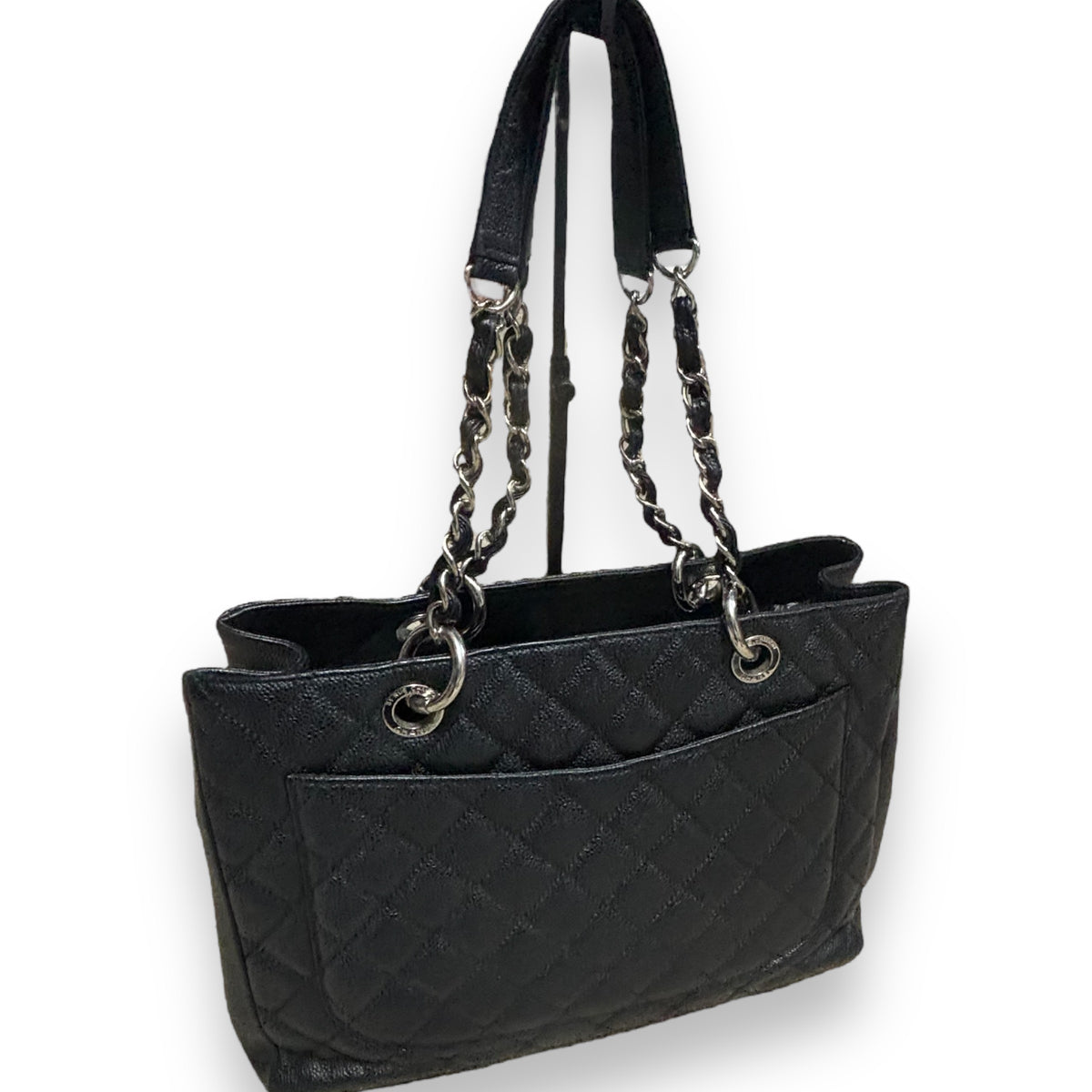 CHANEL Grand Shopping Tote GST Black Caviar Silver product photograph 10 - VaultedVIP