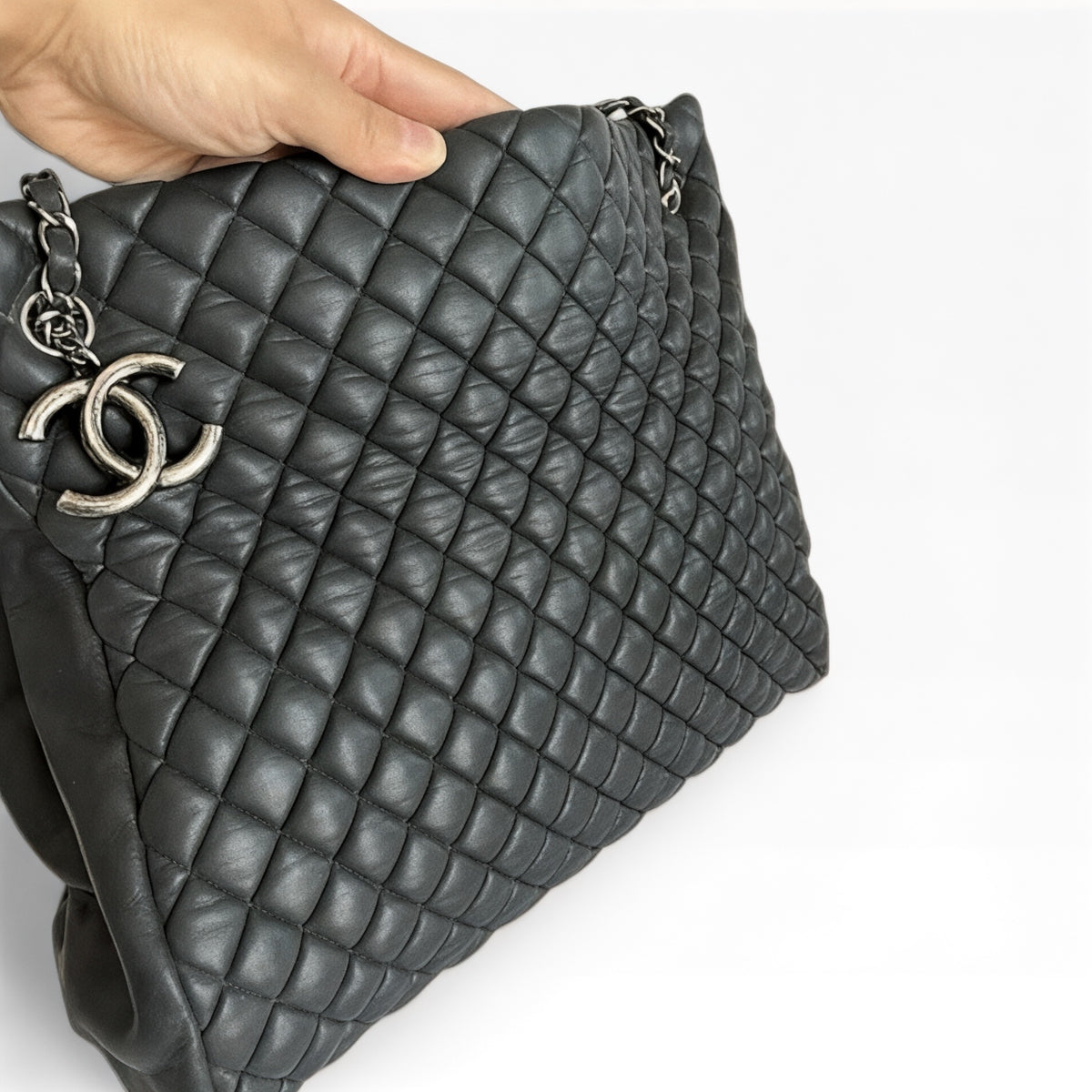 CHANEL Bubble Tote Black Lambskin Silver 17 Series product photograph 6 - VaultedVIP
