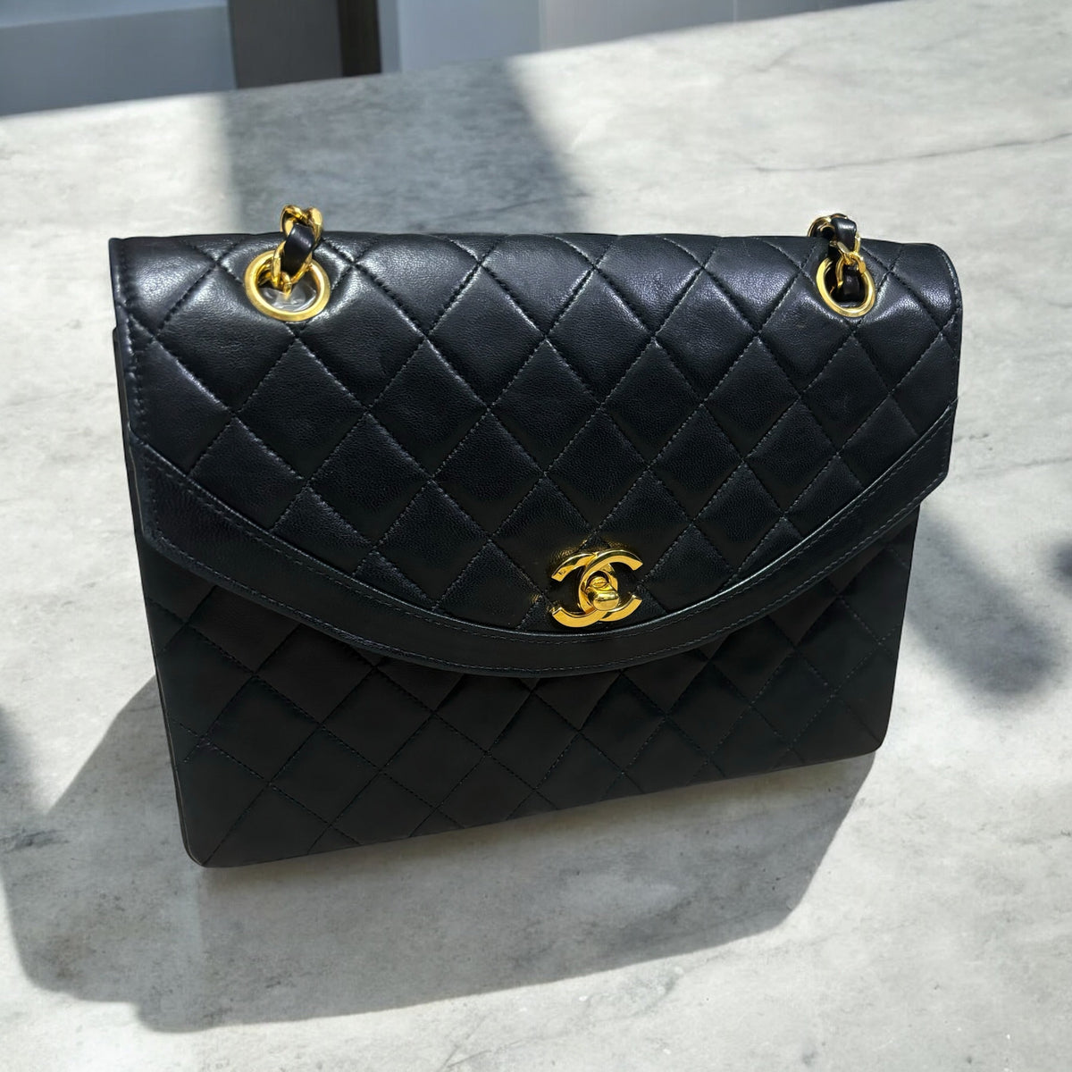CHANEL Vintage 0 Series Classic Flap Black Lambskin 24K Gold product photograph 4 - VaultedVIP