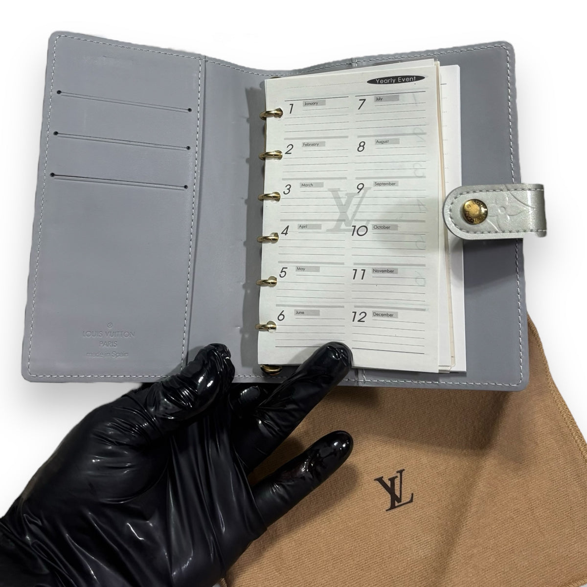 Louis Vuitton Agenda PM Silver Monogram Vernis product photograph 10 - VaultedVIP