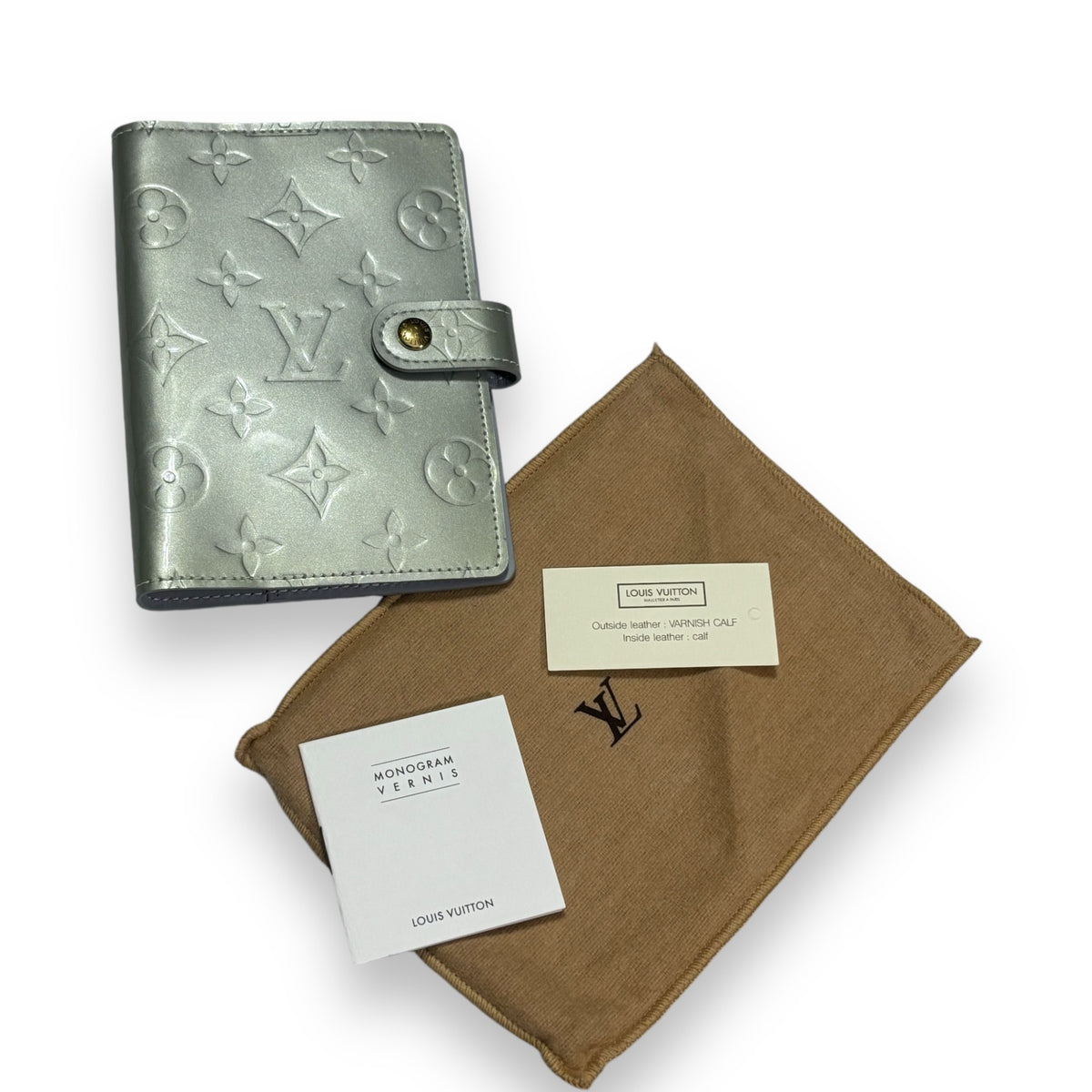 Louis Vuitton Agenda PM Silver Monogram Vernis product photograph 2 - VaultedVIP
