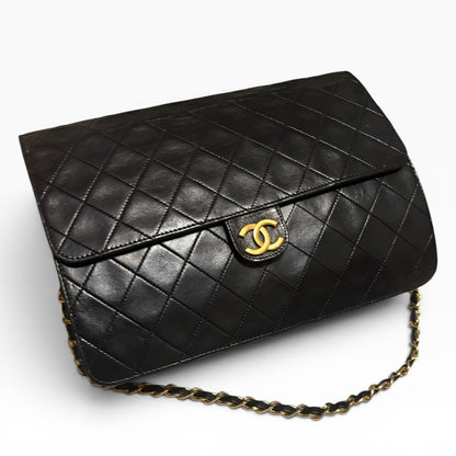 CHANEL Vintage 1980s Black Lambskin Single Flap product photograph 2 - VaultedVIP