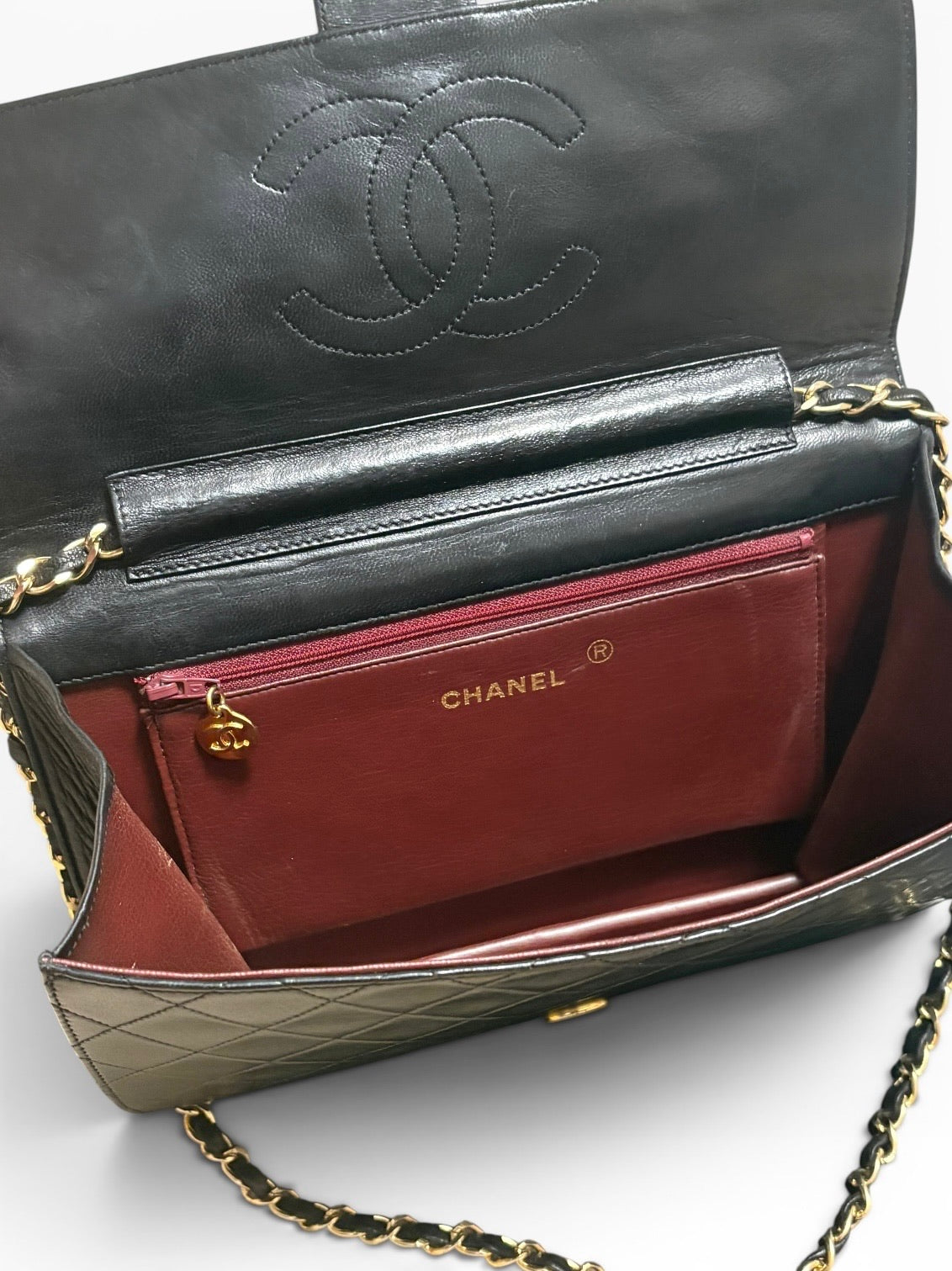CHANEL Vintage 1980s Black Lambskin Single Flap product photograph 12 - VaultedVIP