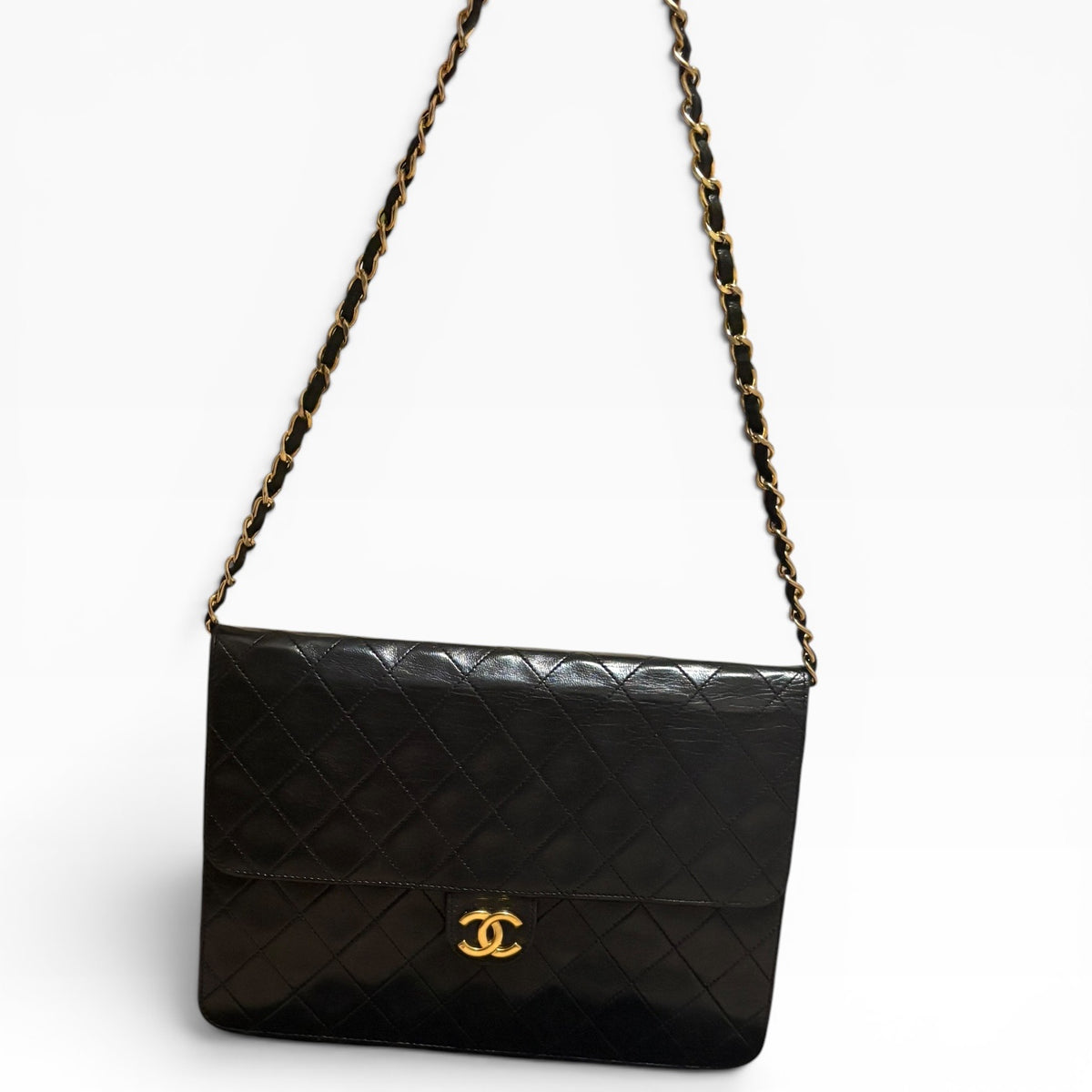 CHANEL Vintage 1980s Black Lambskin Single Flap product photograph 6 - VaultedVIP