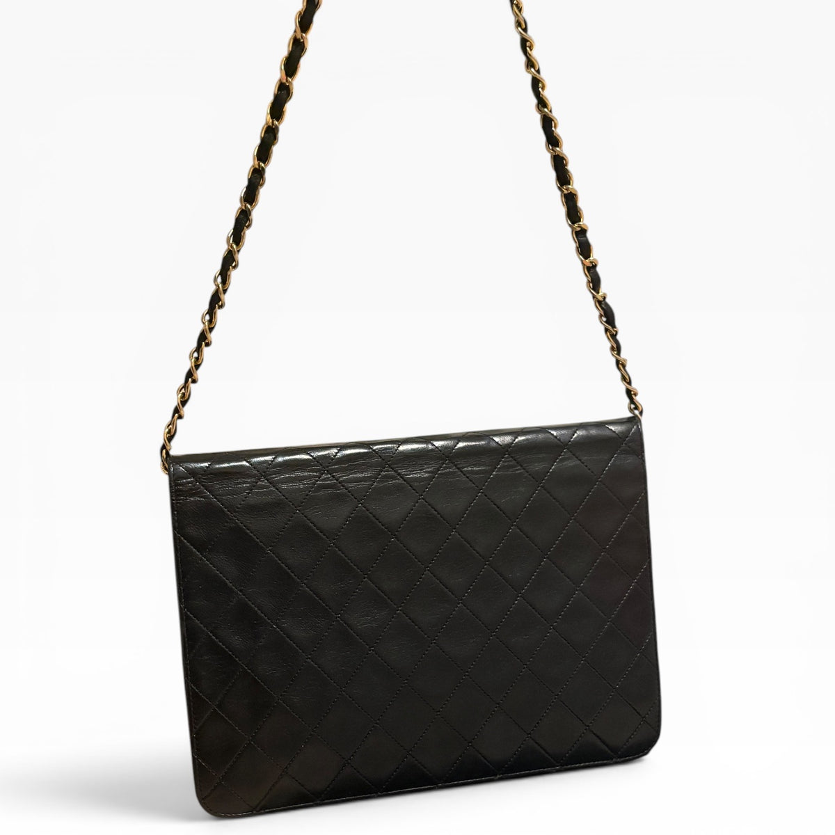 CHANEL Vintage 1980s Black Lambskin Single Flap product photograph 7 - VaultedVIP