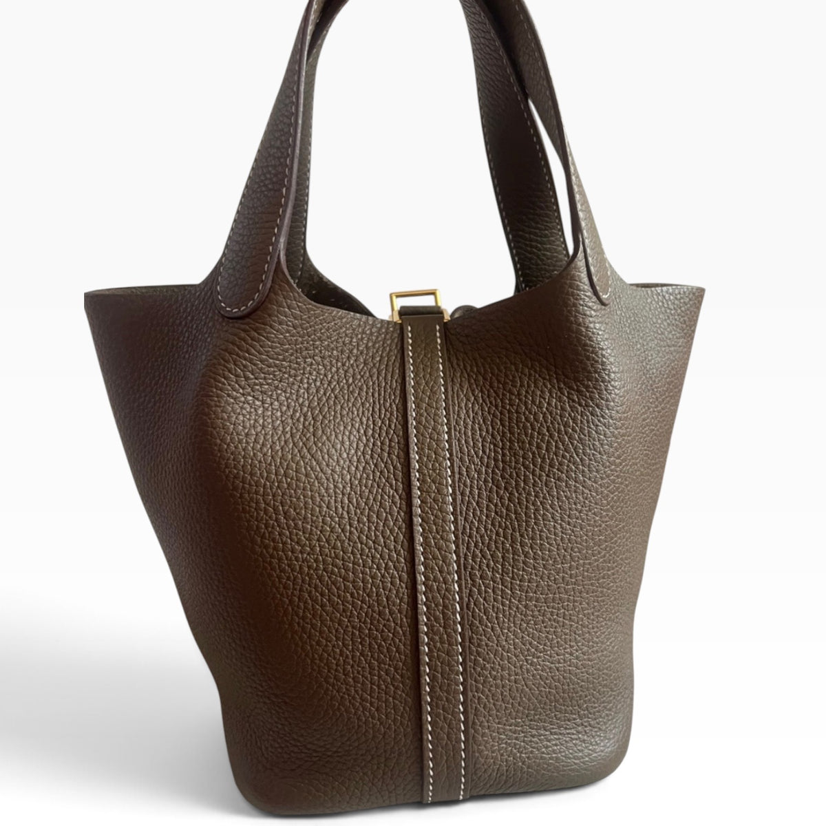 HERMES Picotin Lock 18 Etoupe Clemence Gold product photograph 15 - VaultedVIP