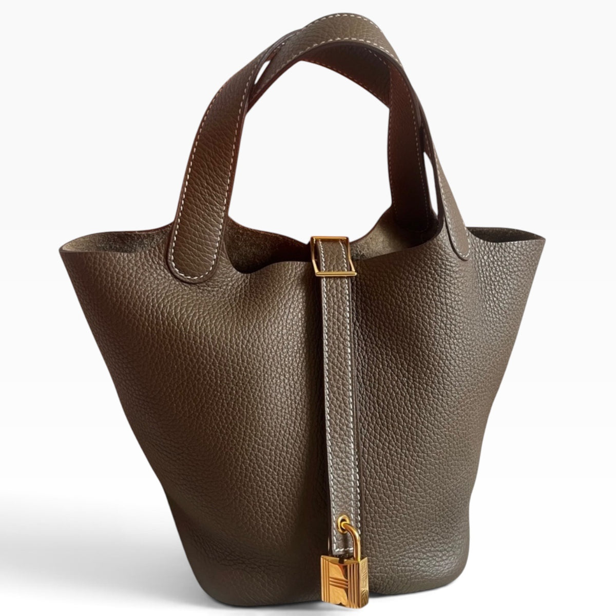 HERMES Picotin Lock 18 Etoupe Clemence Gold product photograph 16 - VaultedVIP