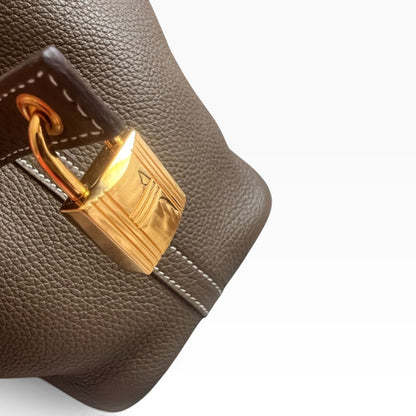 HERMES Picotin Lock 18 Etoupe Clemence Gold product photograph 5 - VaultedVIP