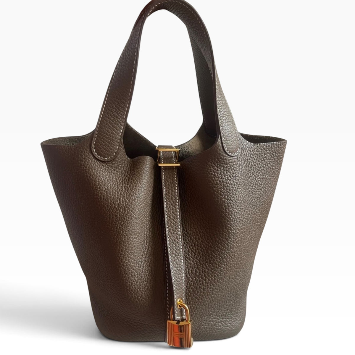 HERMES Picotin Lock 18 Etoupe Clemence Gold product photograph 7 - VaultedVIP