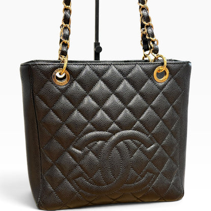 CHANEL Petite Shopping Tote PST Black Caviar Gold product photograph 1 - VaultedVIP
