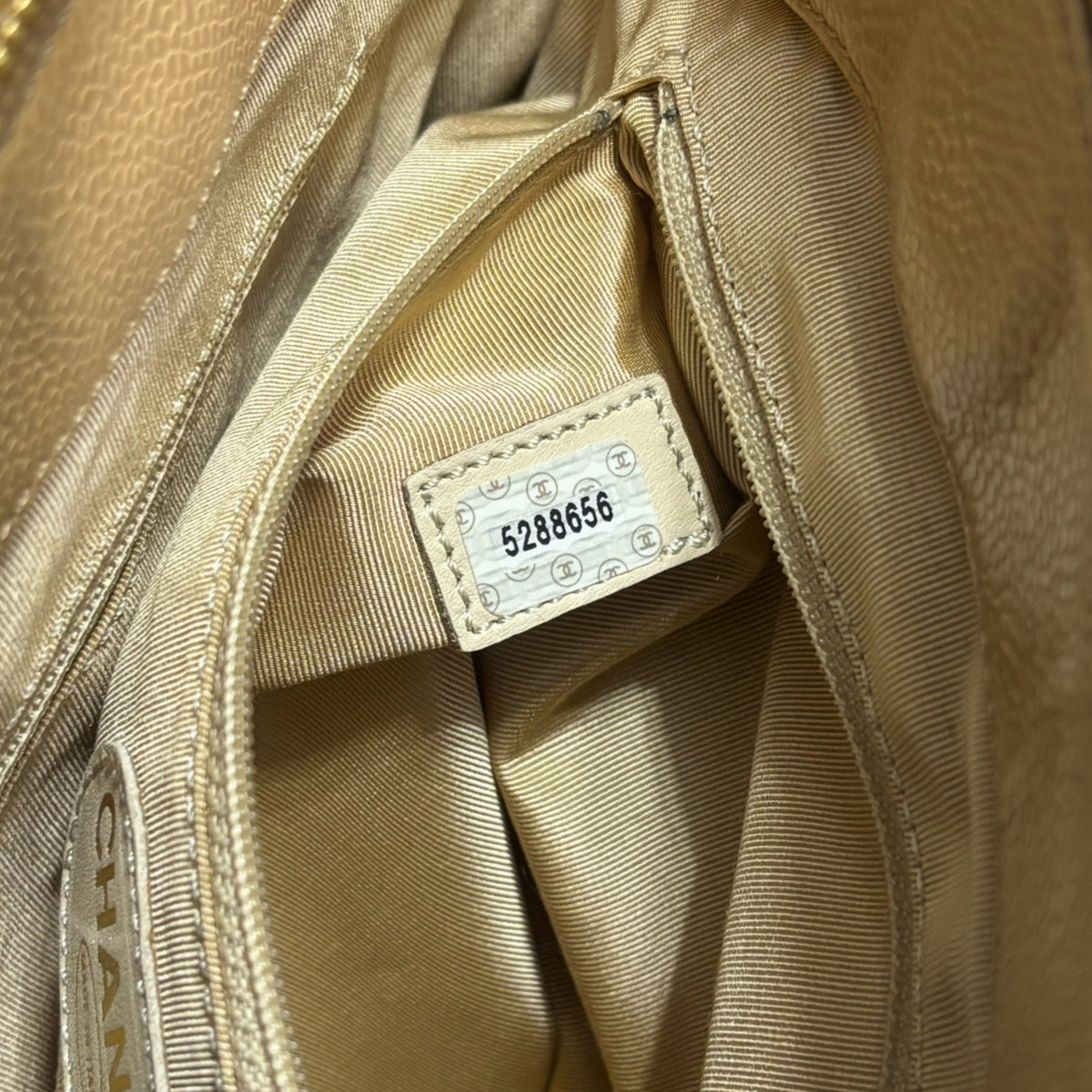 CHANEL Vintage 1997 Beige Caramel Caviar Tote product photograph 12 - VaultedVIP