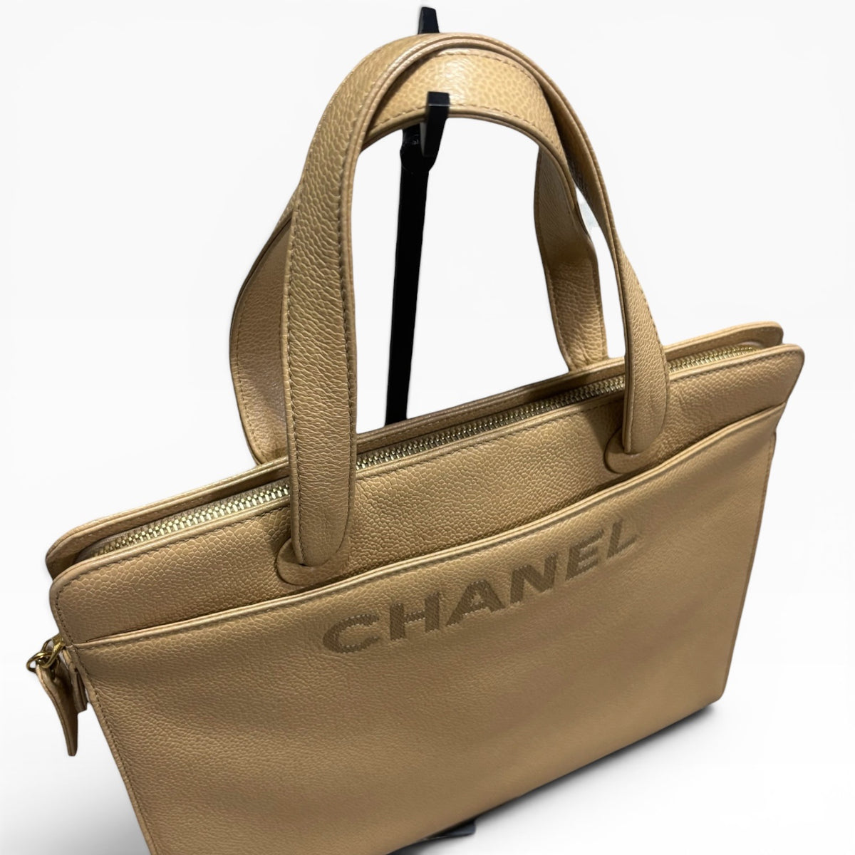 CHANEL Vintage 1997 Beige Caramel Caviar Tote product photograph 4 - VaultedVIP