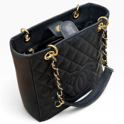 CHANEL Petite Shopping Tote PST Black Caviar Gold product photograph 10 - VaultedVIP