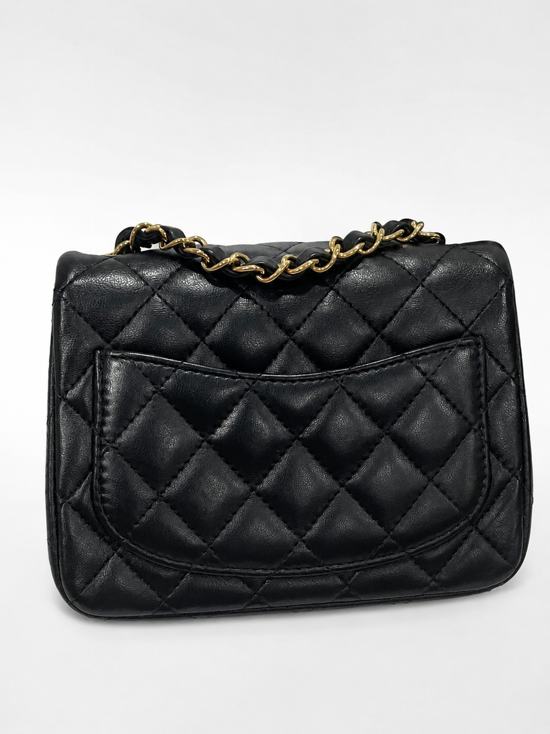 CHANEL Classic Mini Square Flap Black Lambskin Gold Hardware product photograph 3 - VaultedVIP
