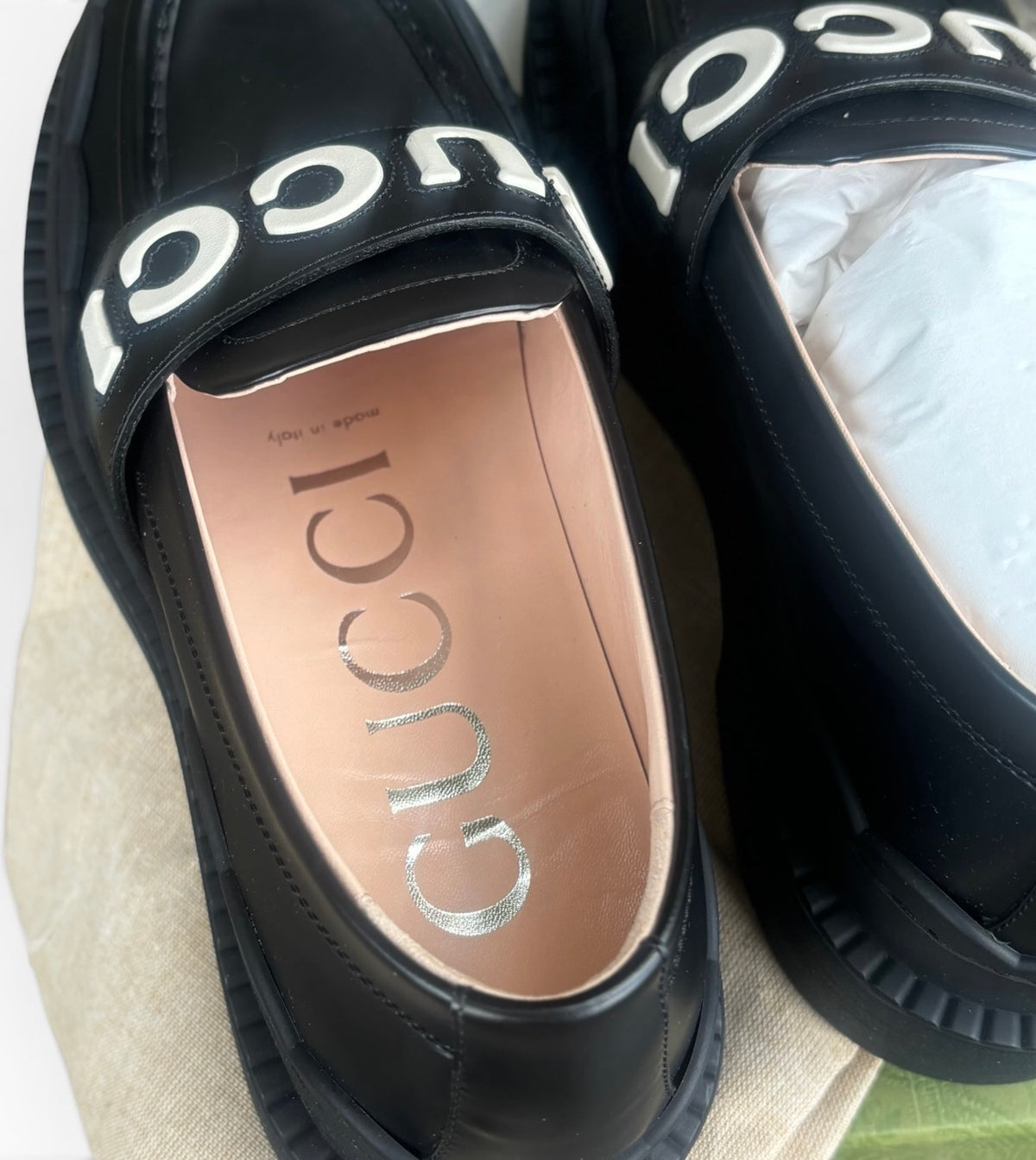 Gucci Black Leather Platform Loafers Size 39 product photograph 7 - VaultedVIP