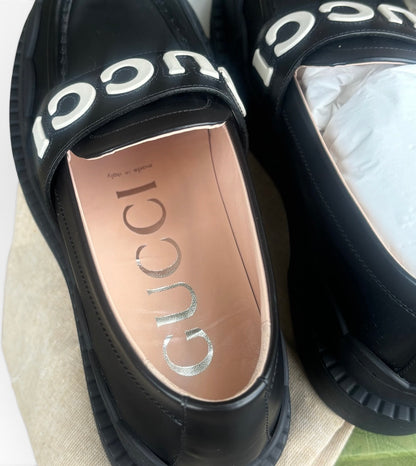 Gucci Black Leather Platform Loafers Size 39 product photograph 7 - VaultedVIP
