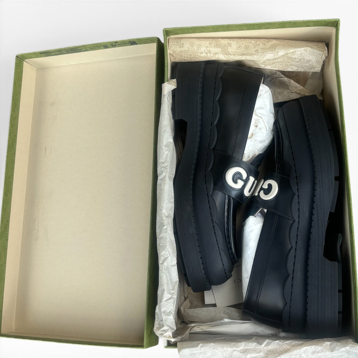 Gucci Black Leather Platform Loafers Size 39 product photograph 9 - VaultedVIP