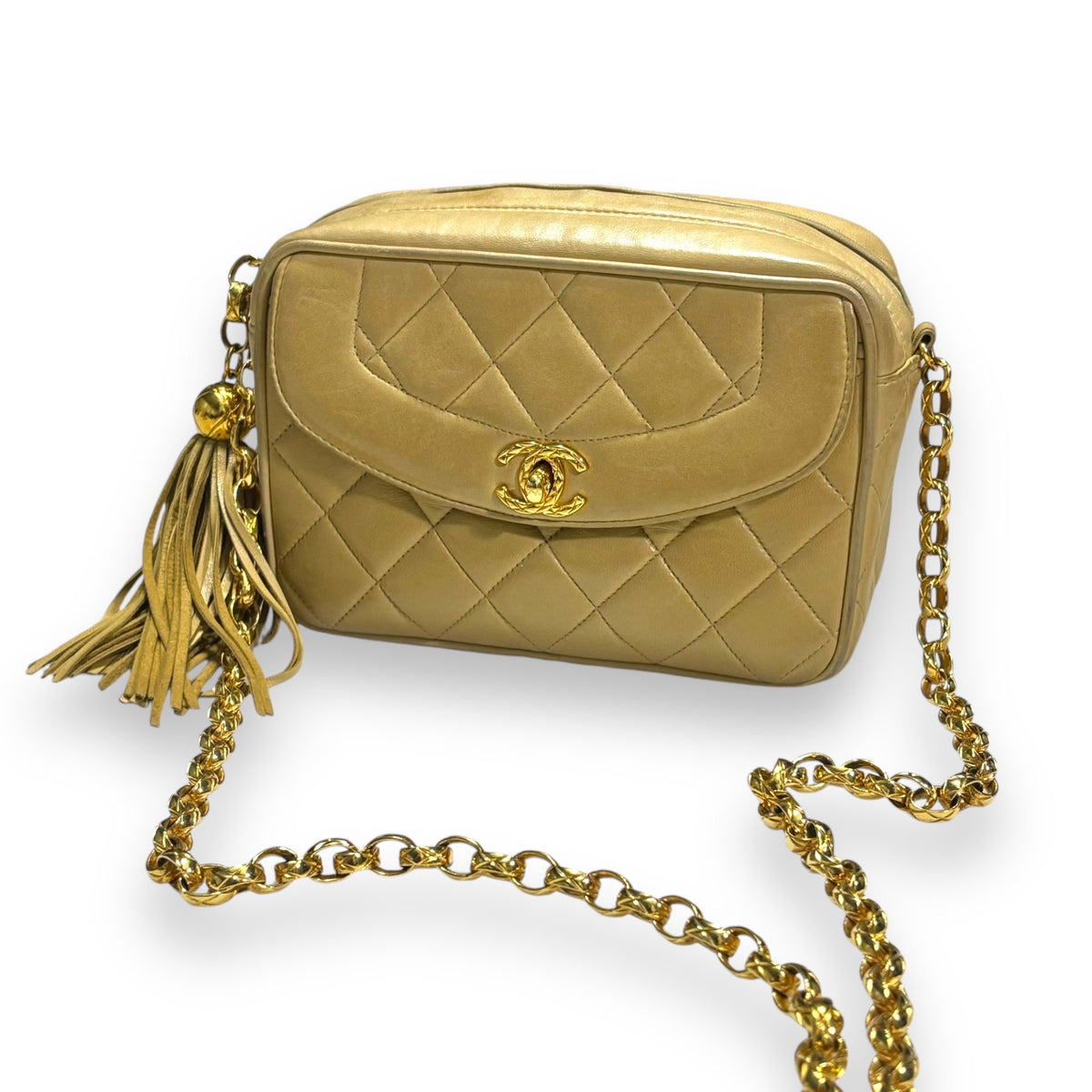 CHANEL Vintage Bijoux Tassel Metallic Gold Shoulder Bag product photograph 3 - VaultedVIP