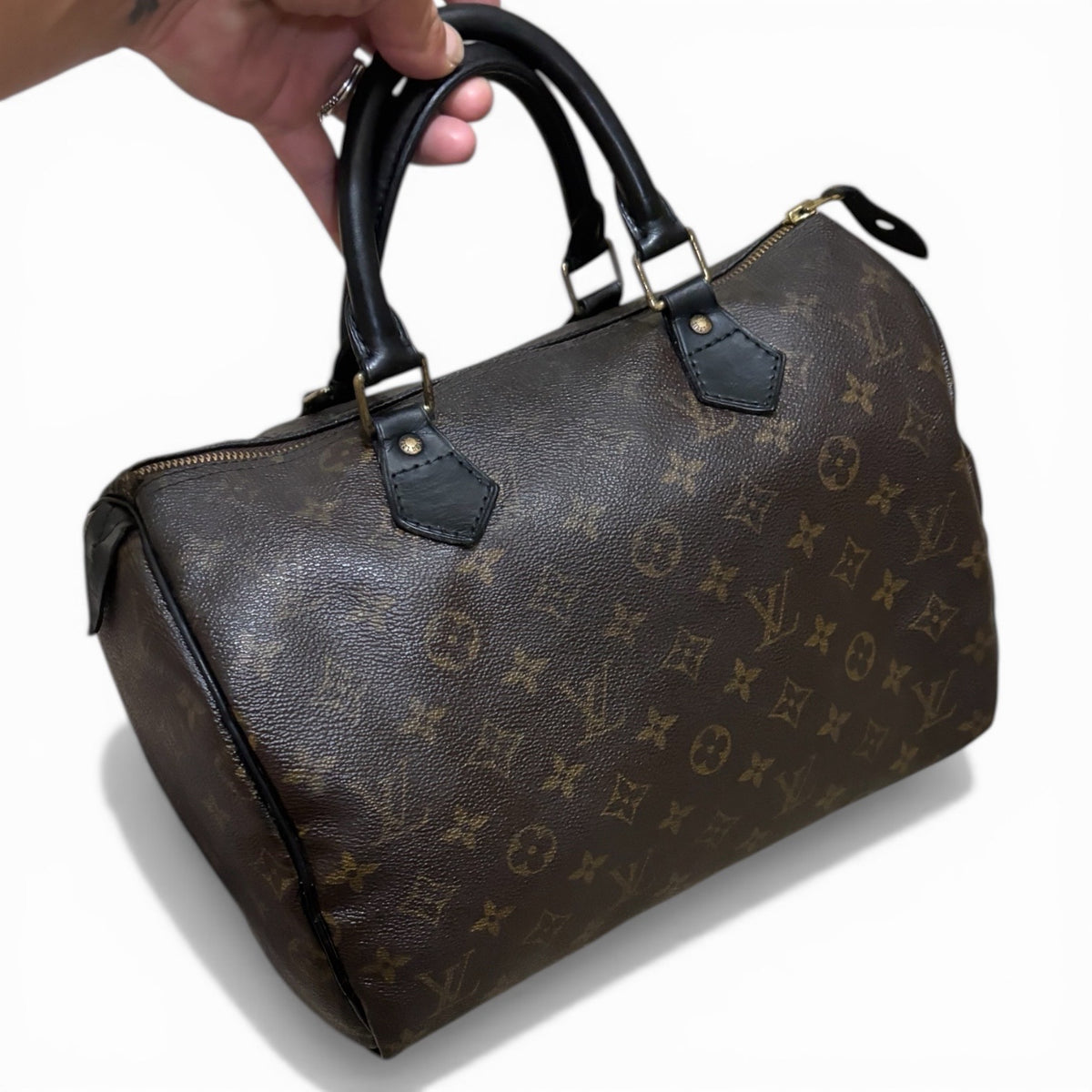 Louis Vuitton Vintage Speedy 30 Monogram Black Refinished Trim 1997 product photograph 1 - VaultedVIP