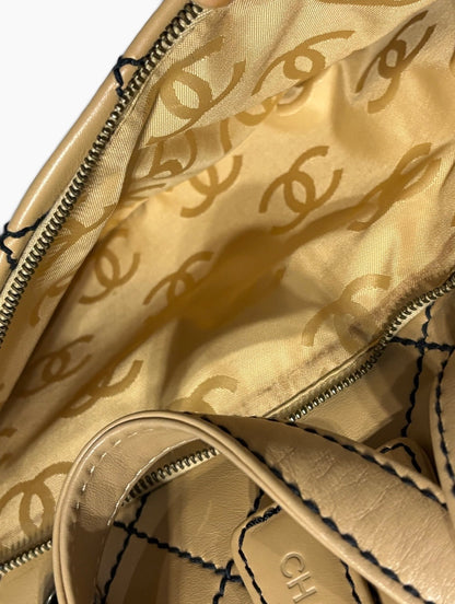 CHANEL Vintage Wild Stitch Boston Bowler Beige Black product photograph 8 - VaultedVIP