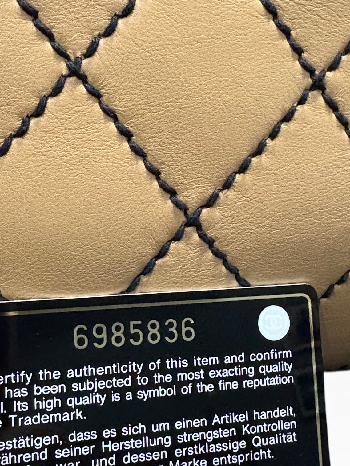 CHANEL Vintage Wild Stitch Boston Bowler Beige Black product photograph 17 - VaultedVIP