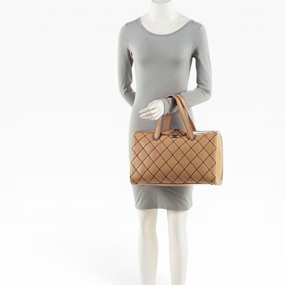 CHANEL Vintage Wild Stitch Boston Bowler Beige Black product photograph 18 - VaultedVIP